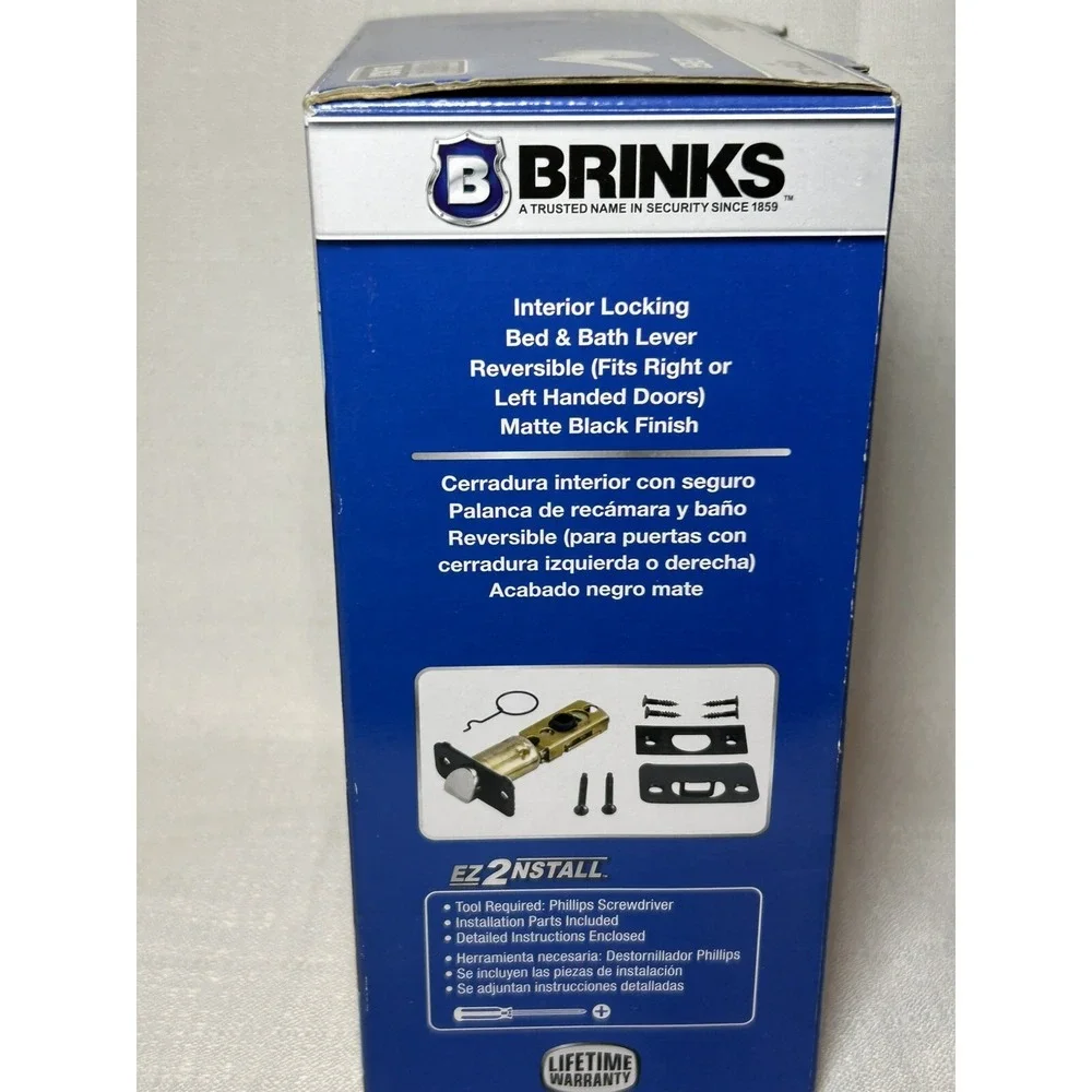 Brinks Heavy Duty Interior‎ -Locking Bedroom Bathroom ~Matte Black~ #2729-122